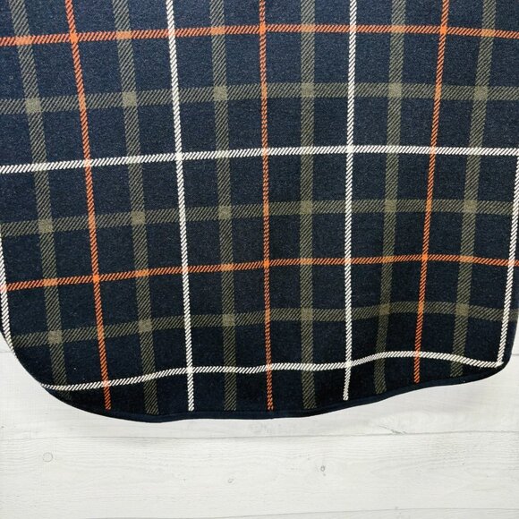 Tahari Plaid Zip Front Poncho Cape Sweater Knit Navy Multicolor Women’s S/M - Picture 11 of 15